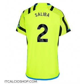 Arsenal William Saliba #2 Seconda Maglia Femmina 2023-24 Manica Corta